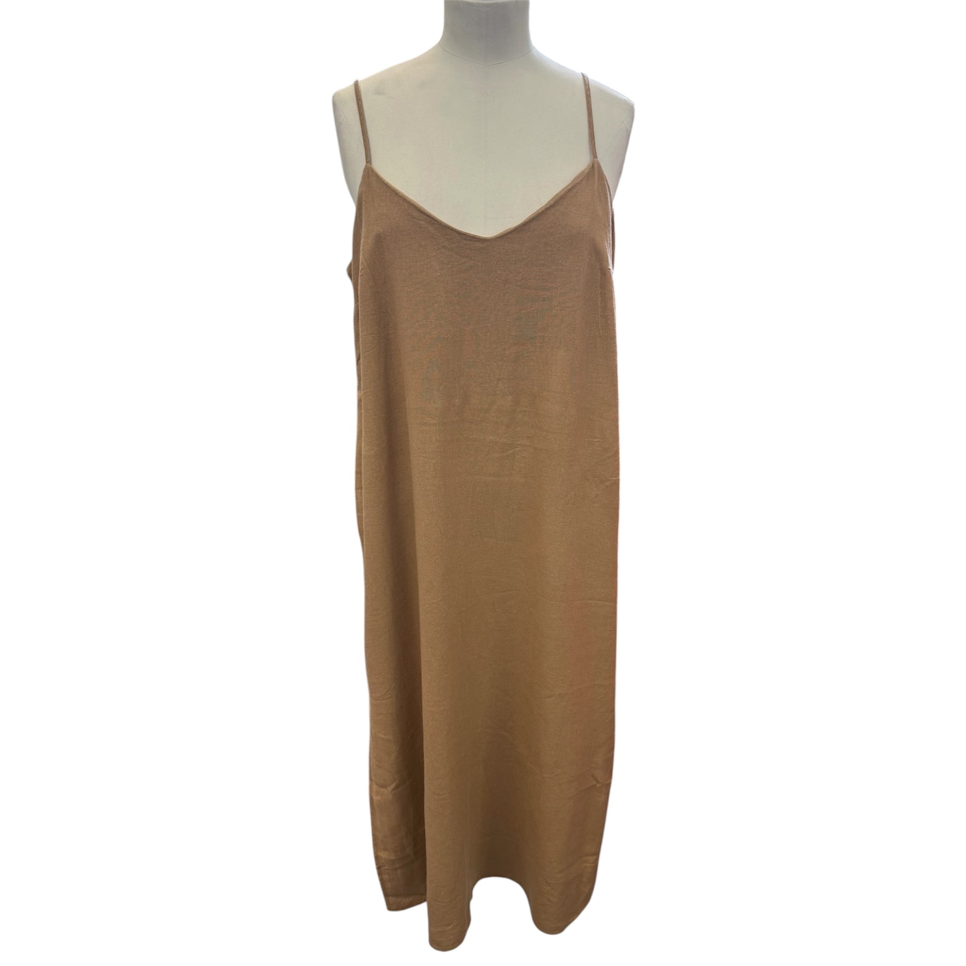 New Look linen blend brown midi dress