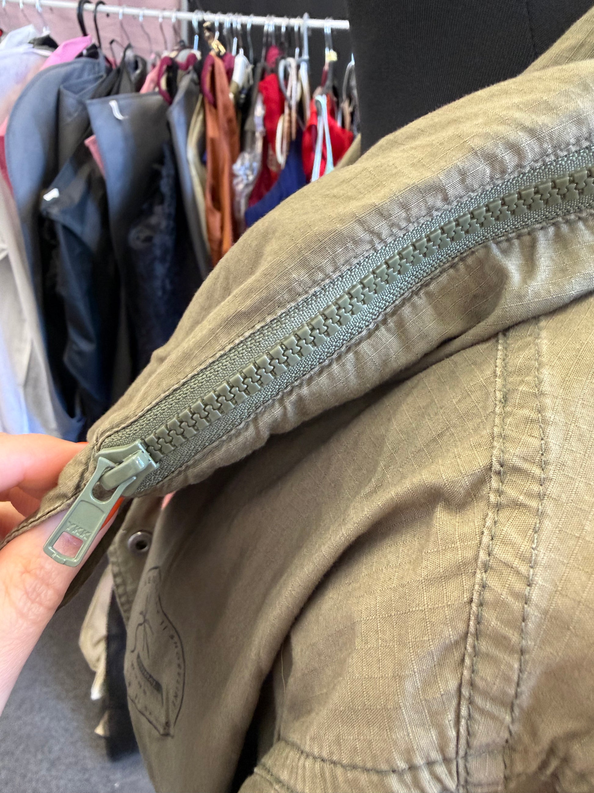 Animal khaki drawstring waist longline coat