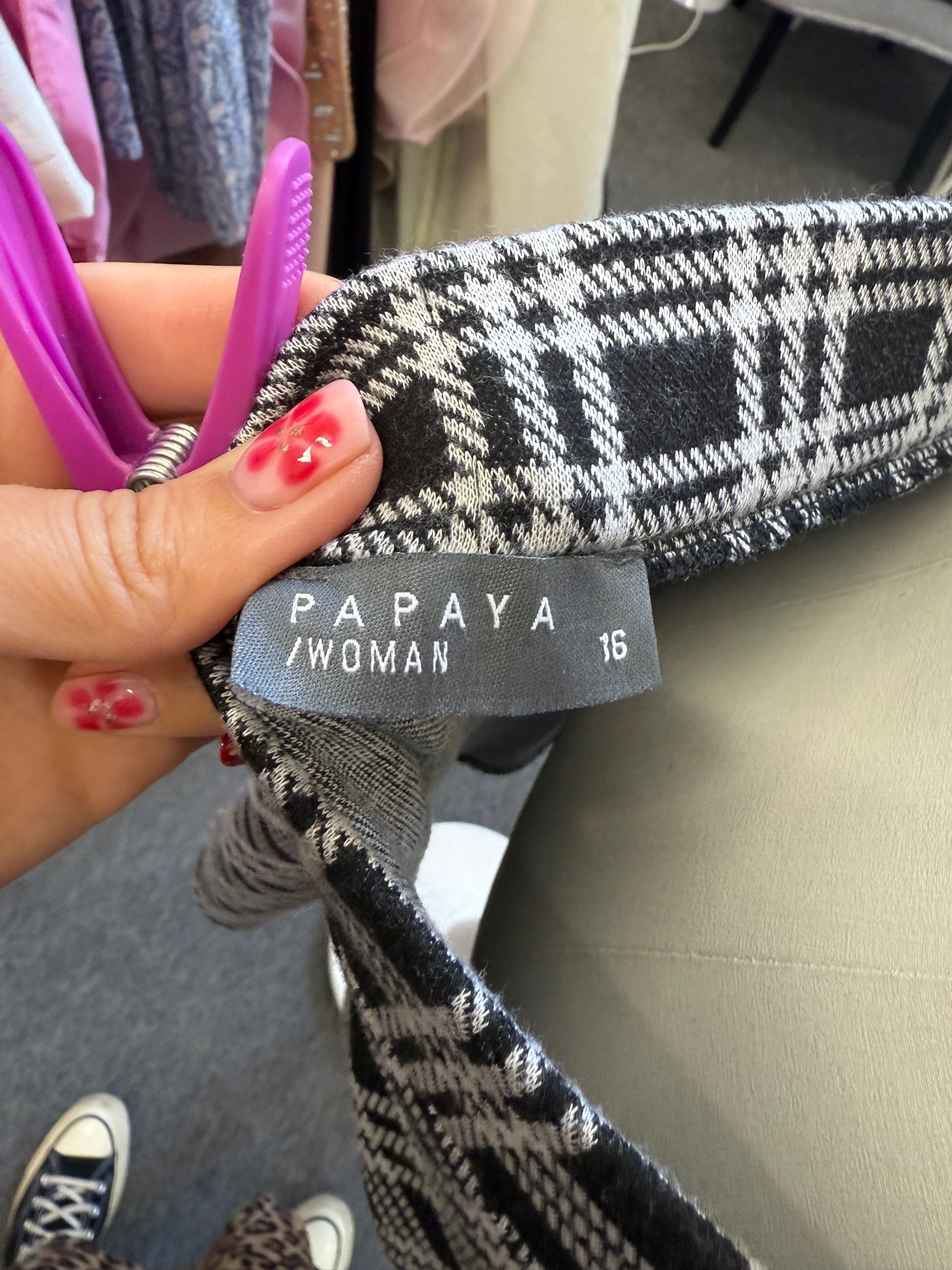 Papaya check mini skirt with pockets