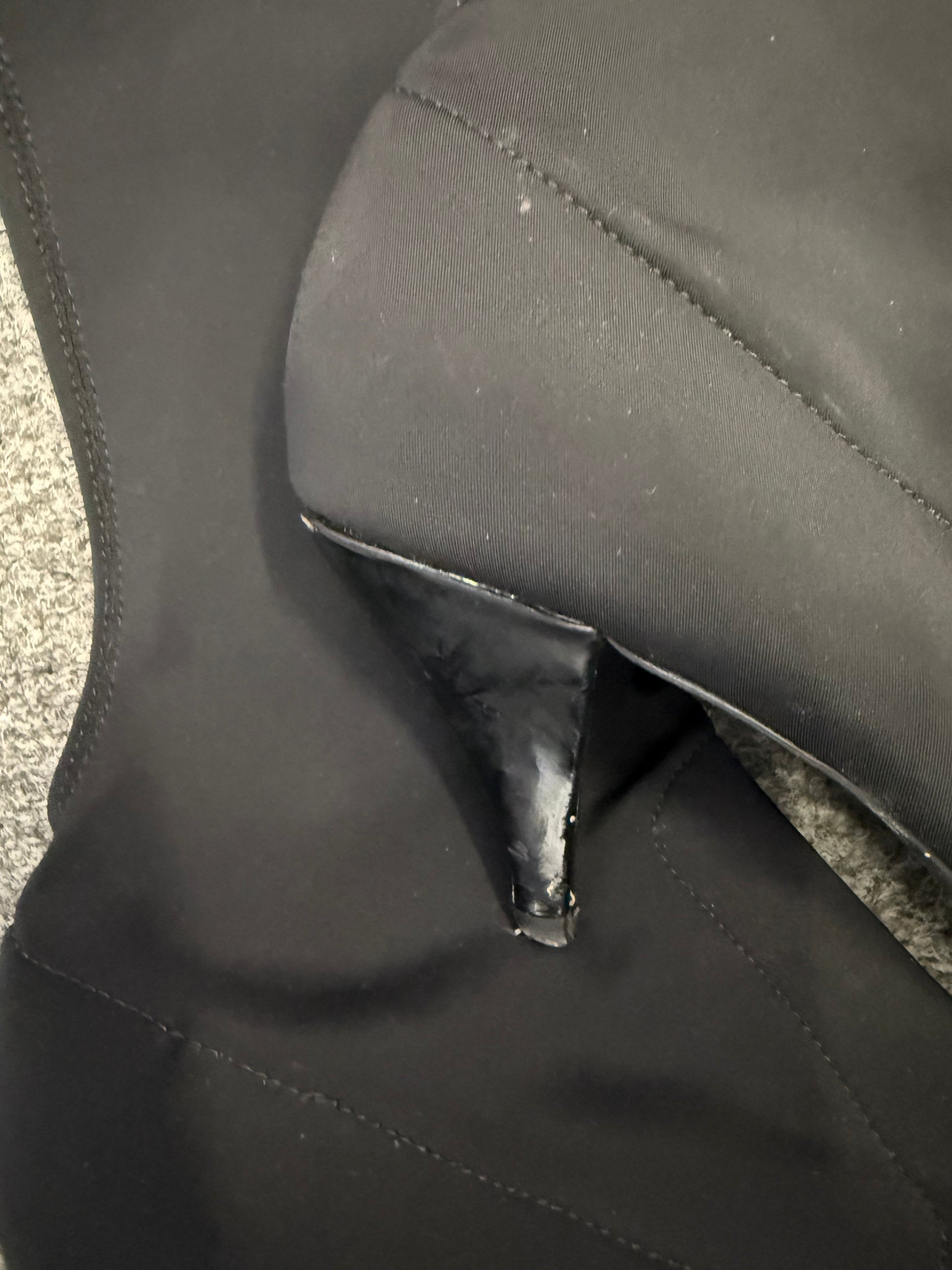 Black long heeled pull on boots
