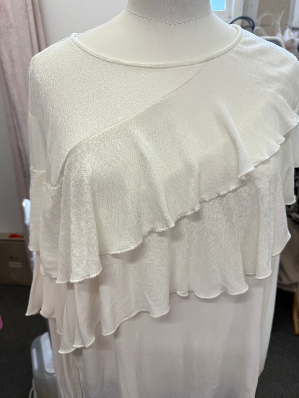 F&F white frill top