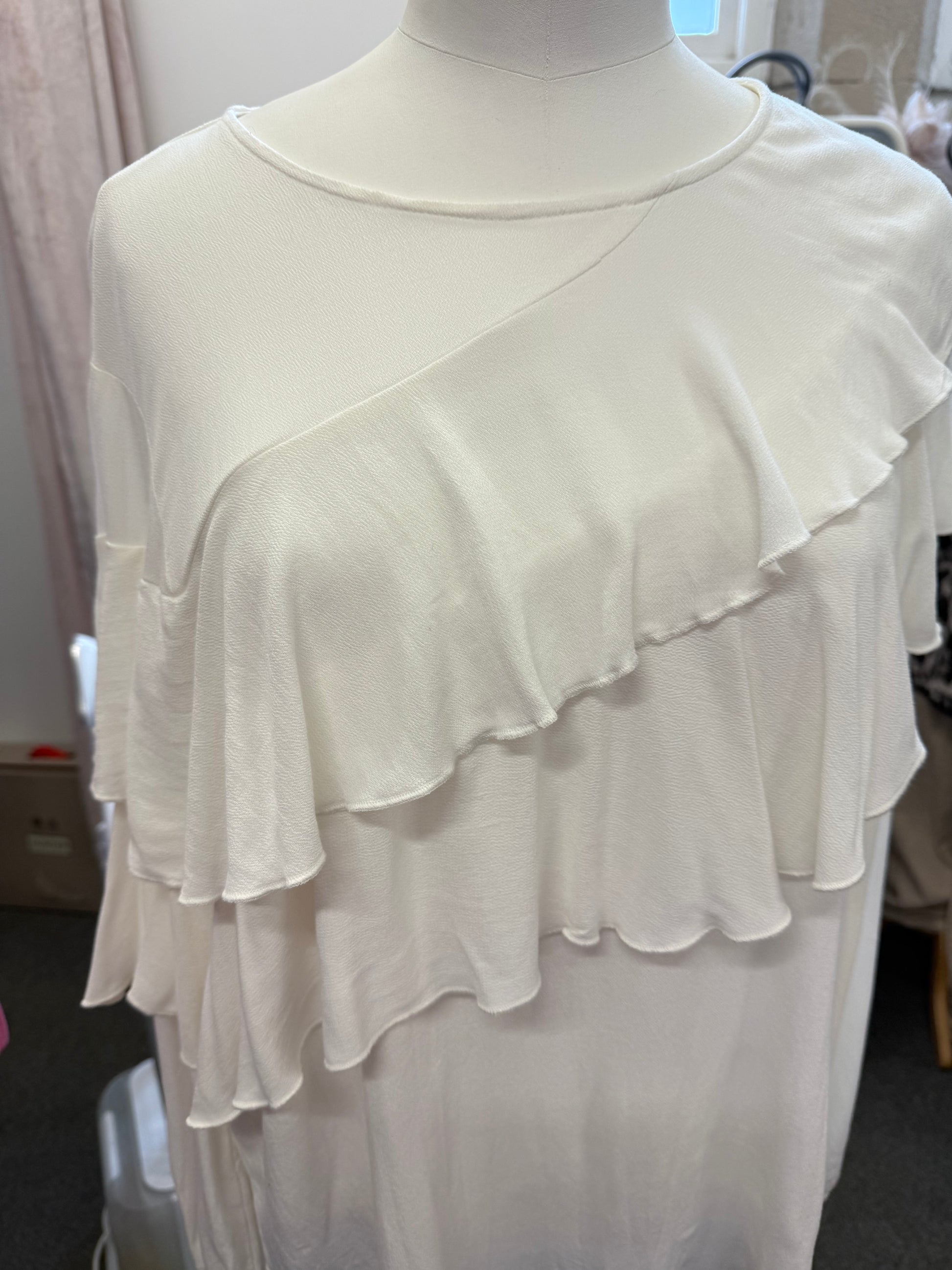 F&F white frill top