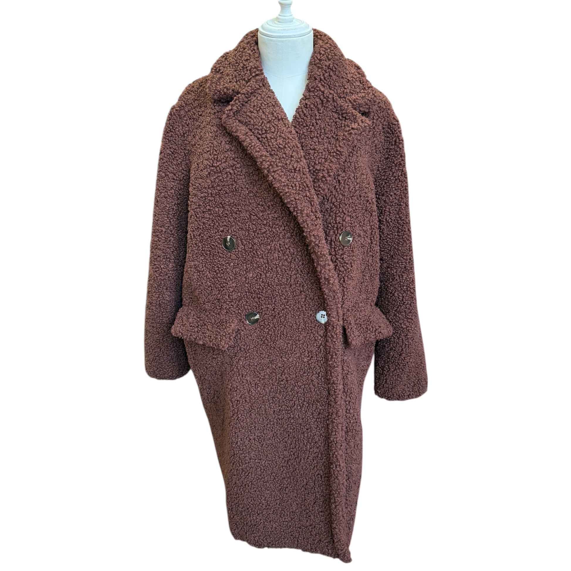Miss Selfridge brown teddy bear coat