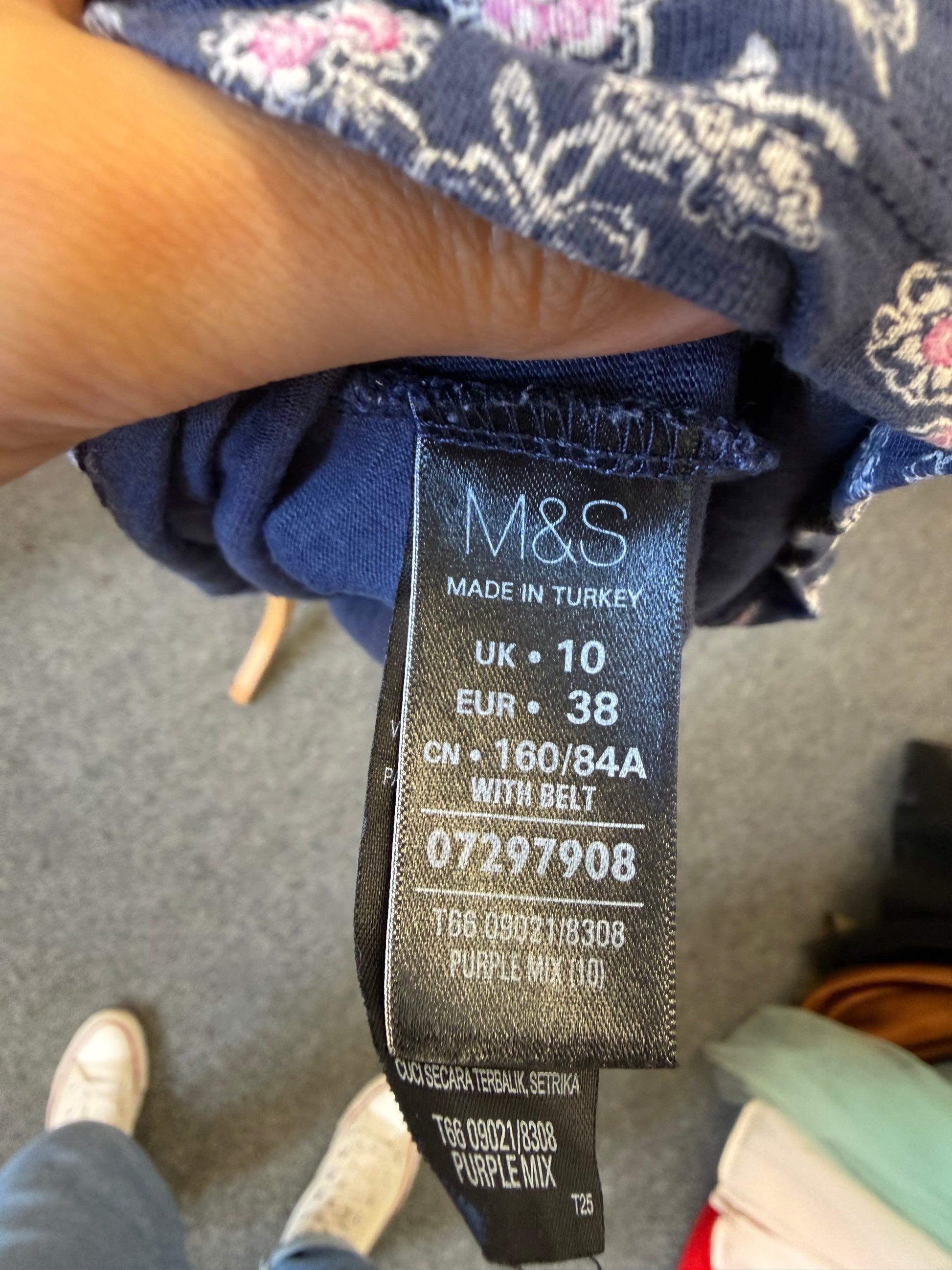 M&S sleeveless floral tie waist midi dress