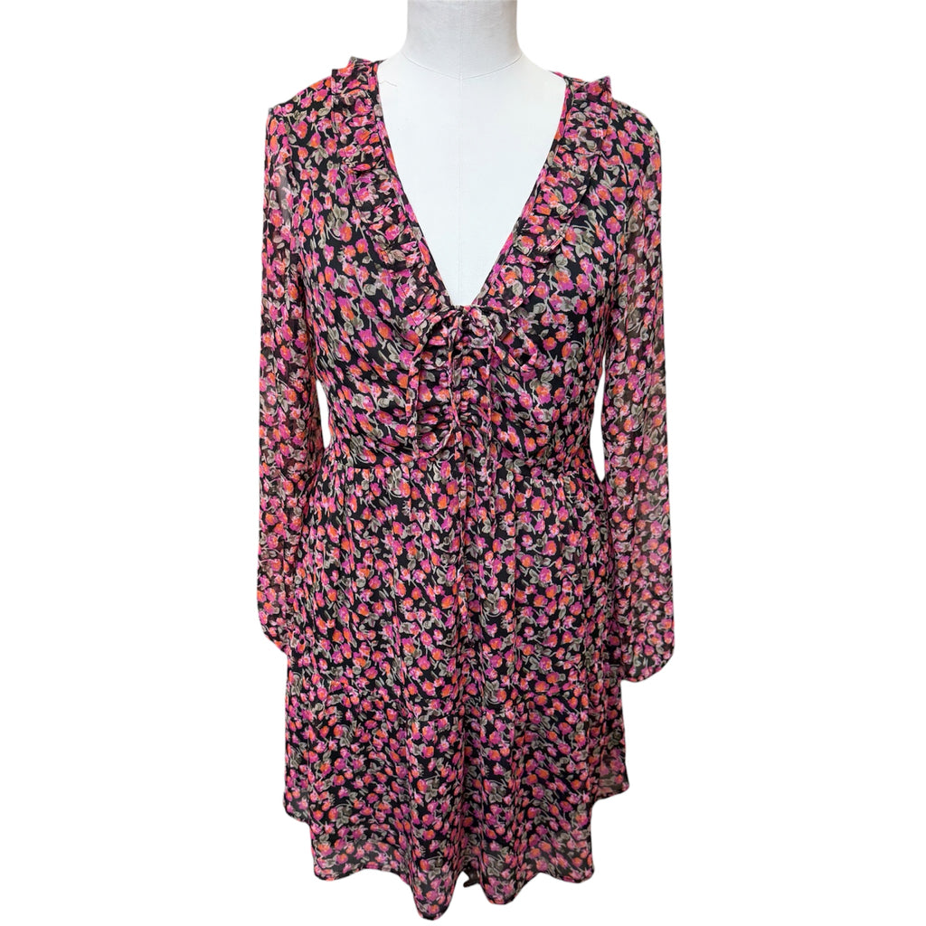 New Look floral long sleeved frill mini dress