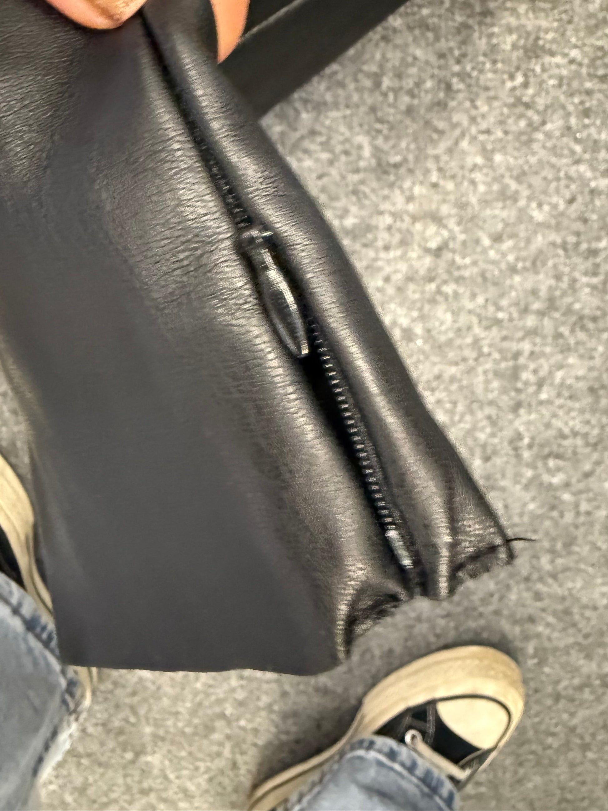 Zara faux leather zip bottom slim fit trousers