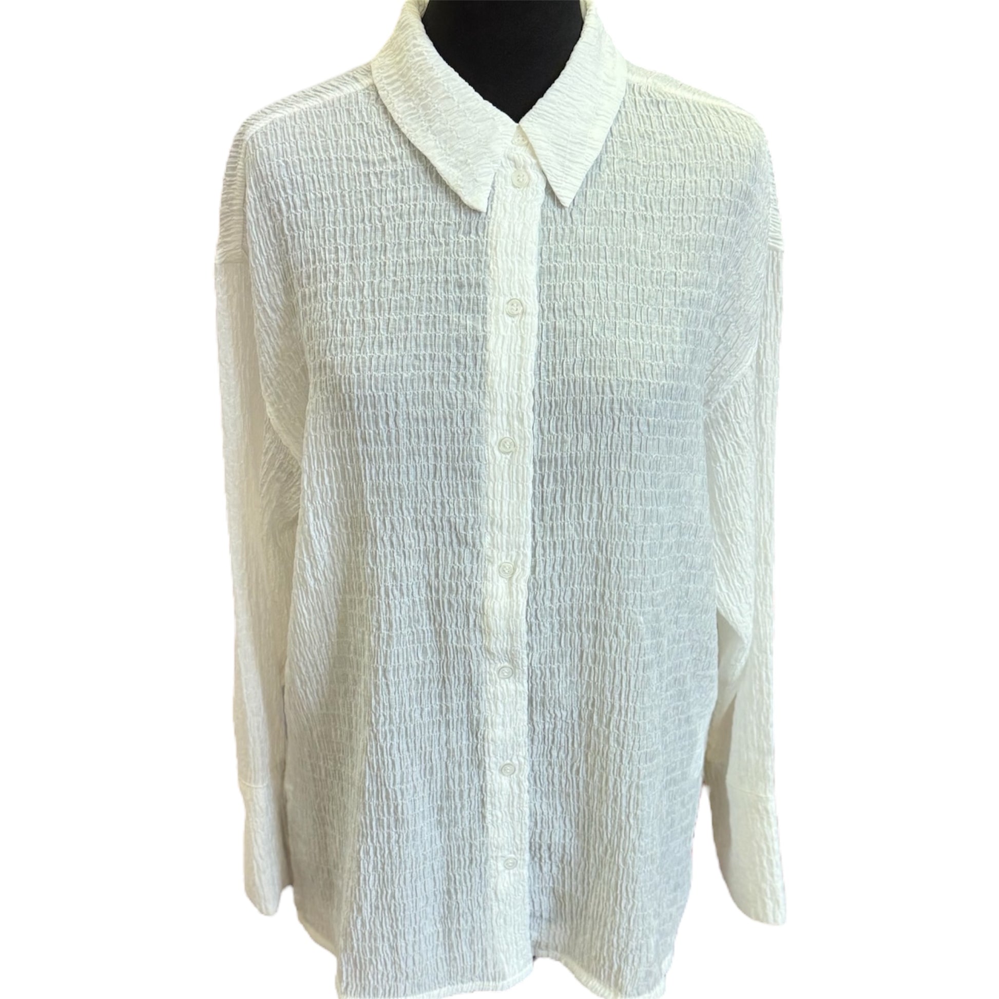Berska oversize white crinkle blouse