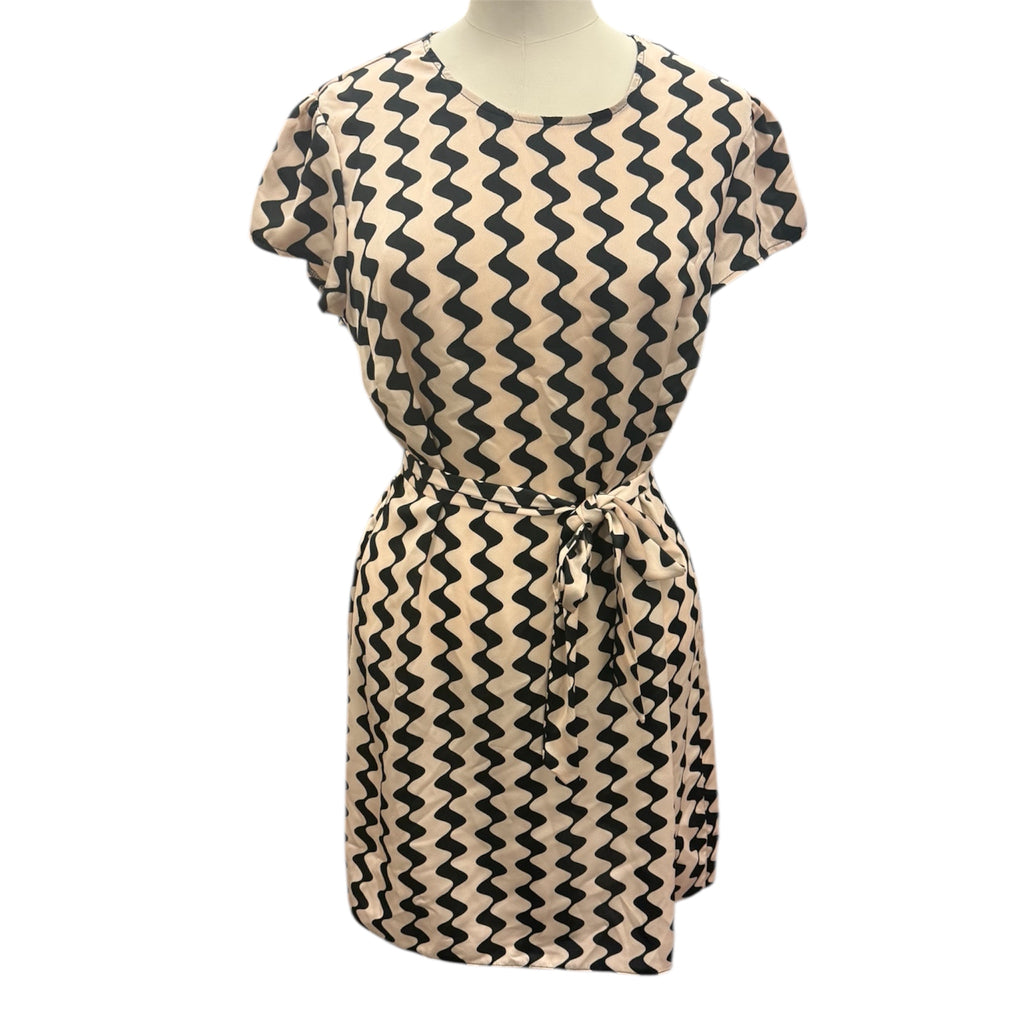 New Look pink and black print belted mini dress