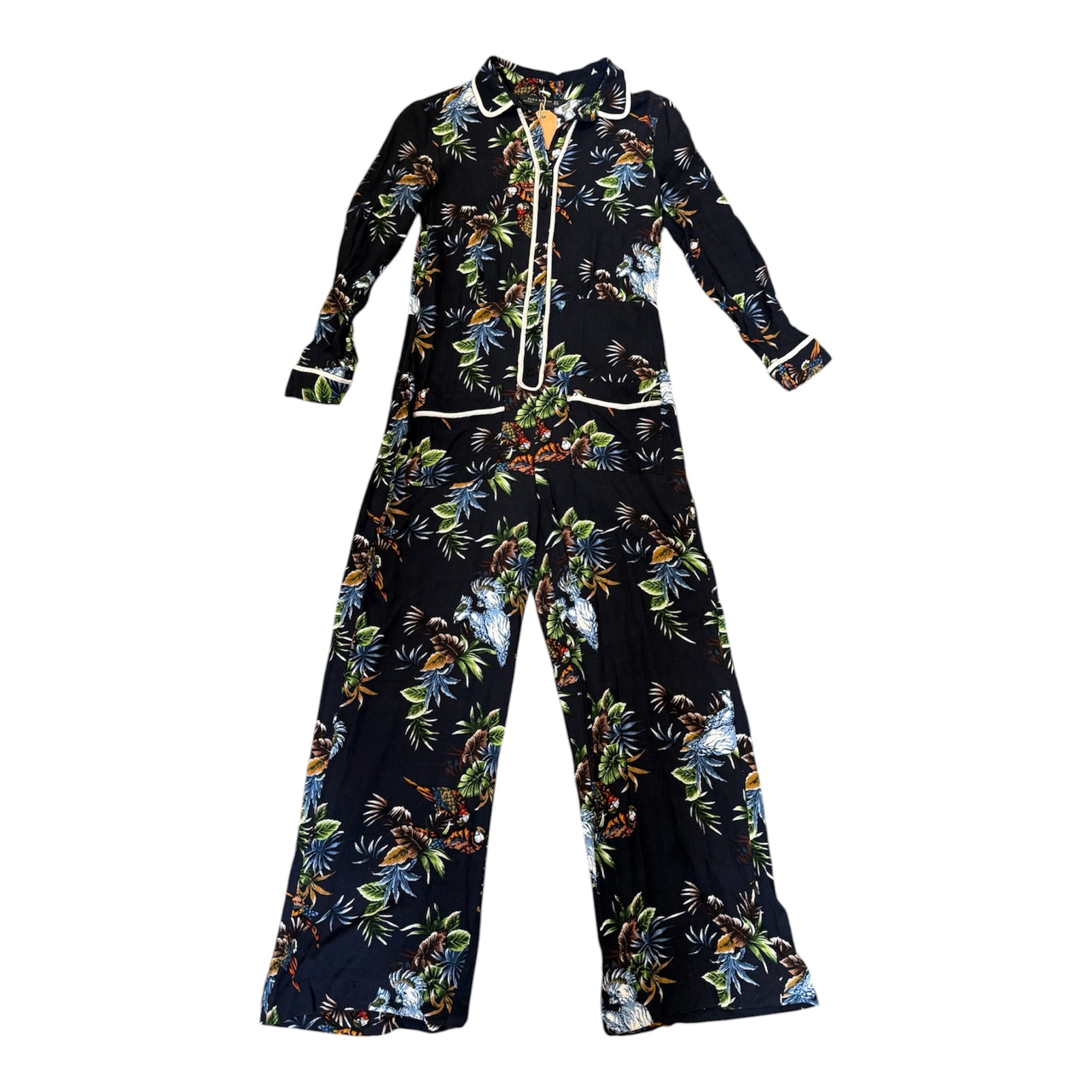 Zara jungle print long sleeved jumpsuit