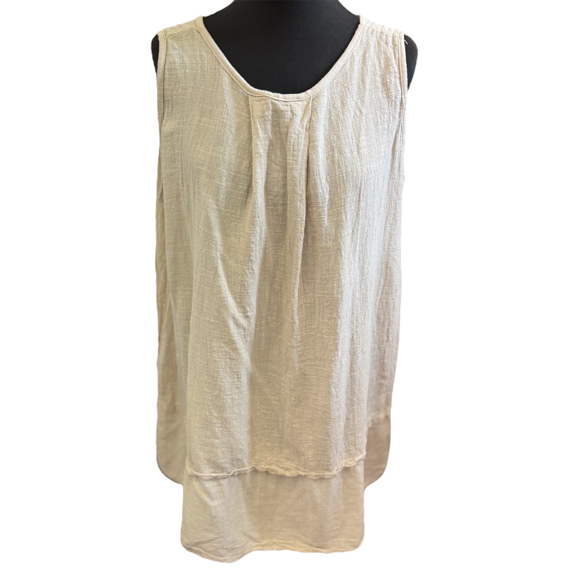 Loose beige linen longline top