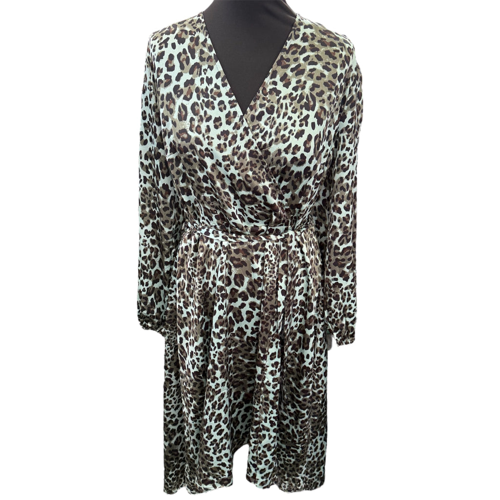 Quiz animal print long sleeved wrap style dress