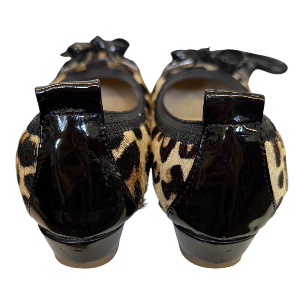 Lunar animal print faux fur bow detail ballet pumps