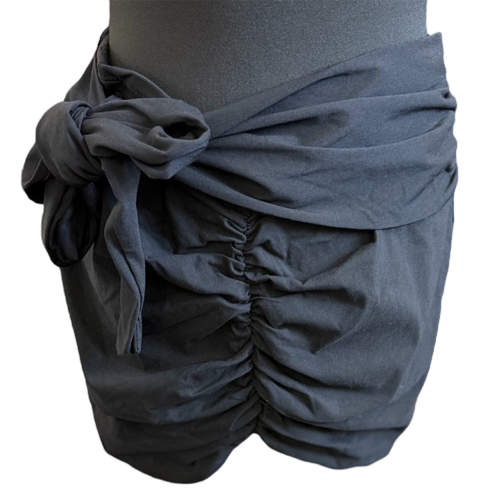 Black rusche tie mini skirt