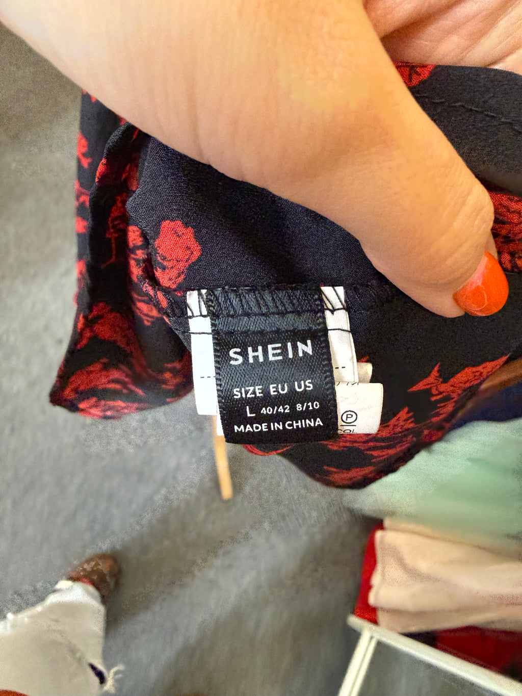 Black and red floral mini dress