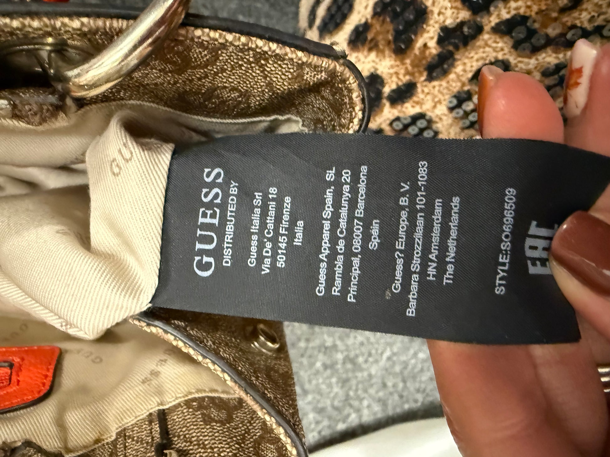 Guess brown and orange hand and shoulder bag