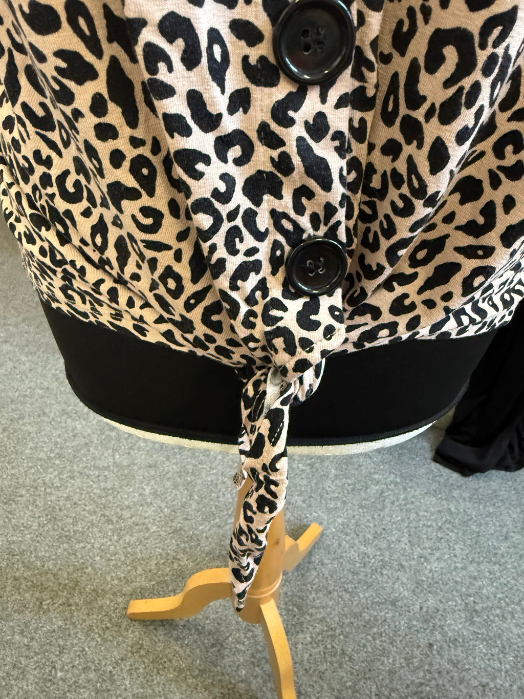 M&Co animal print tie bottom button top