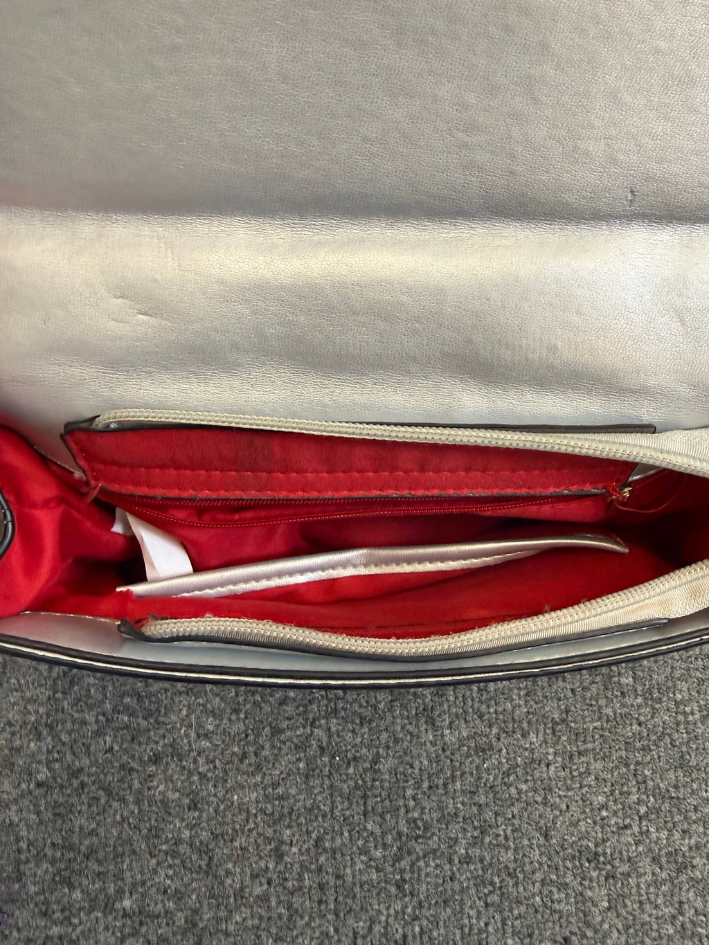 Metallic silver shoulder/clutch bag