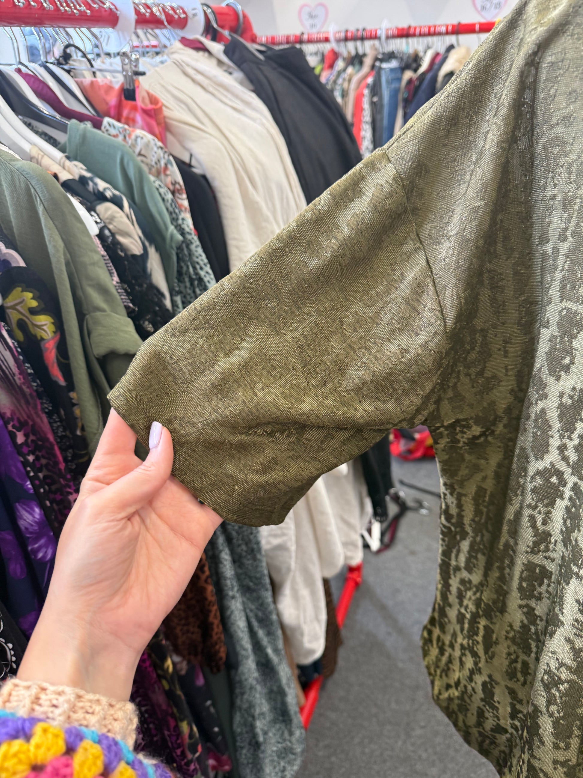 Zara khaki oversize tie over top