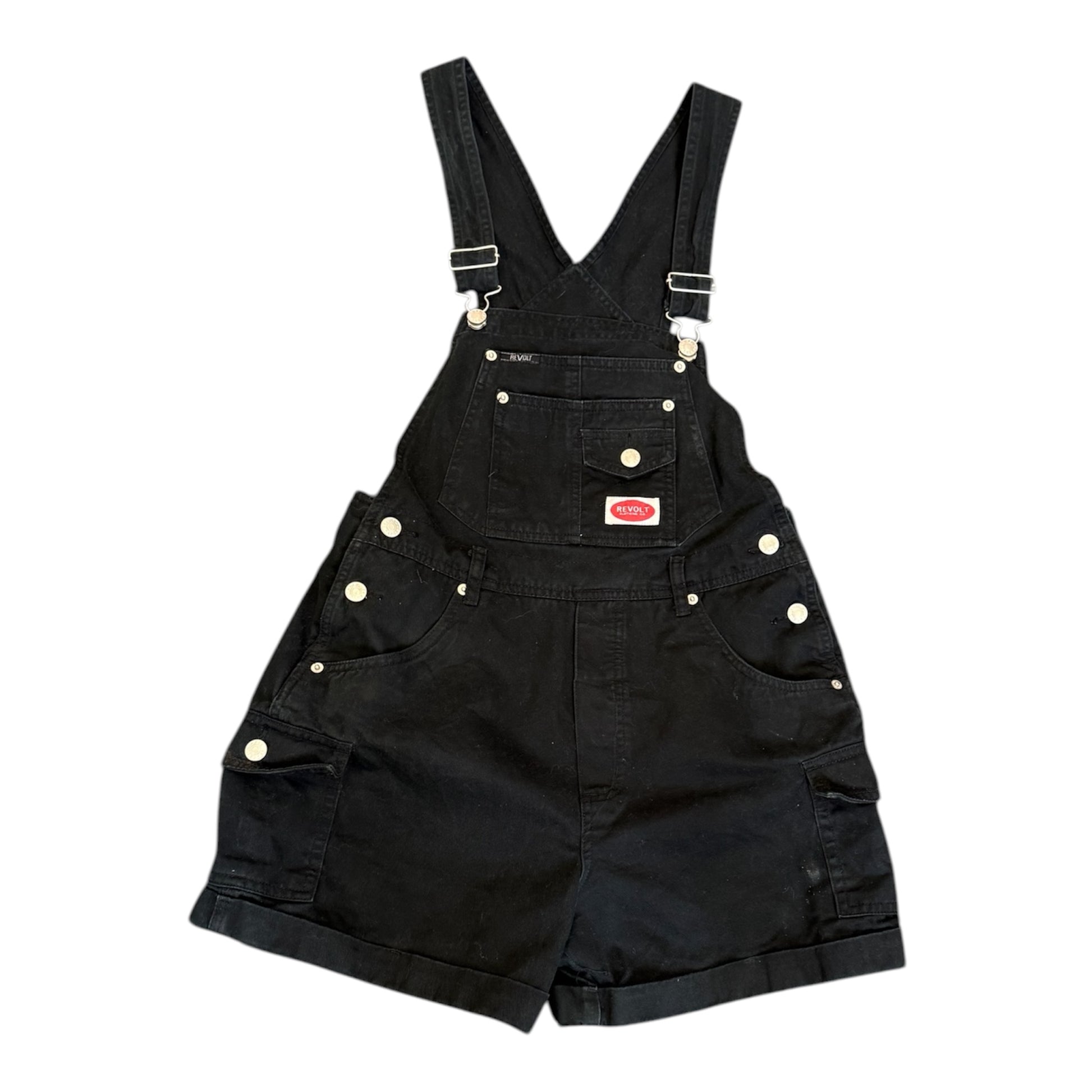 Revolt Clothing Co black short dungarees