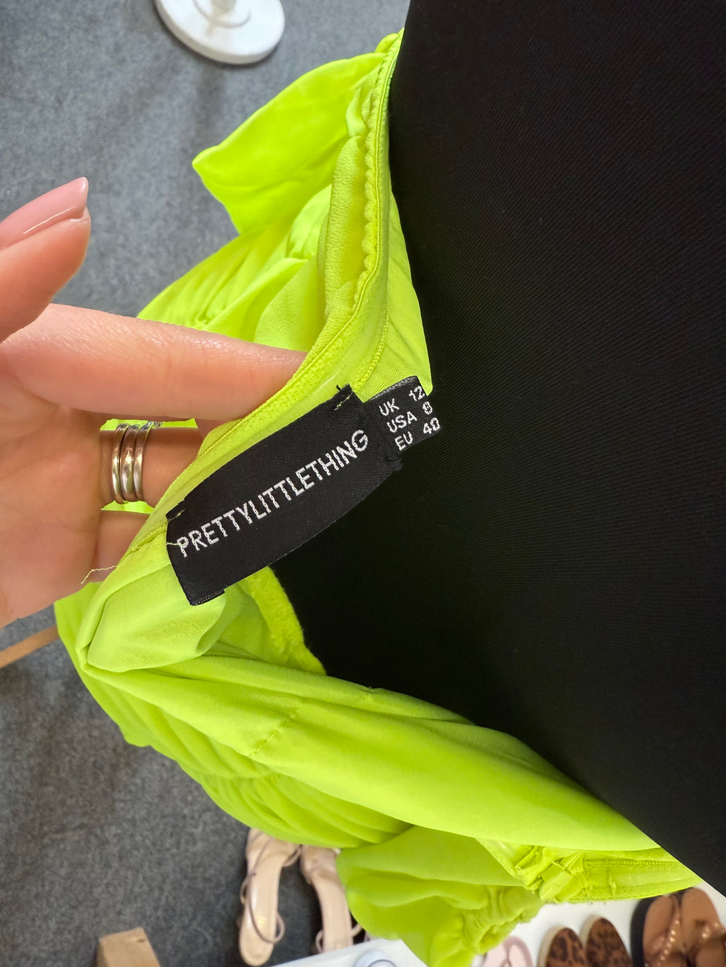 PLT neon off the shoulder mini dress