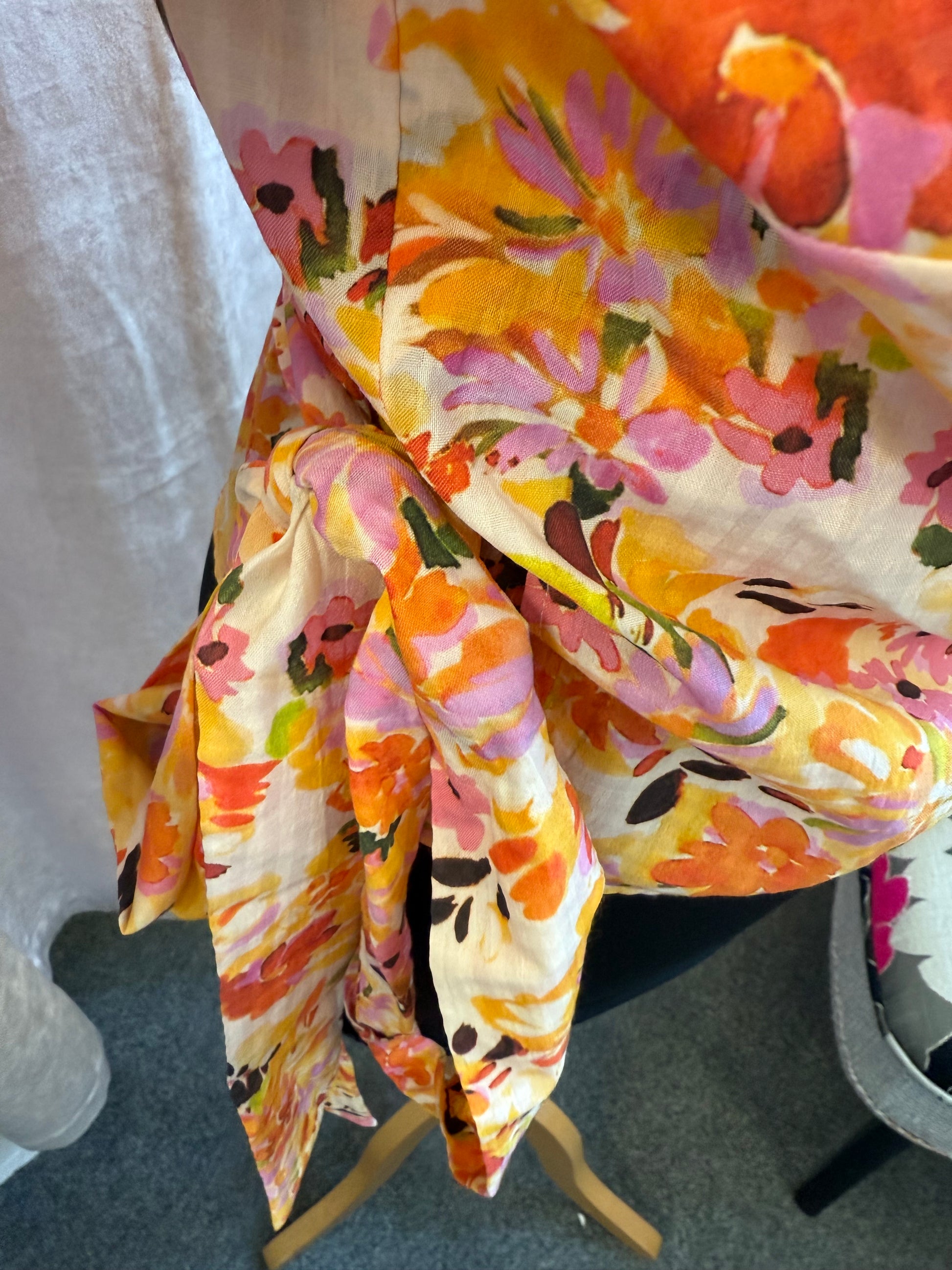 George floral pouffe sleeve wrap top