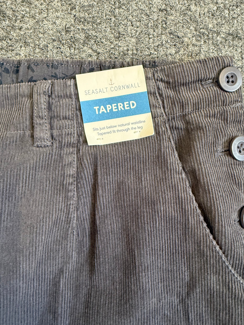 Seasalt grey cord tapered trousers