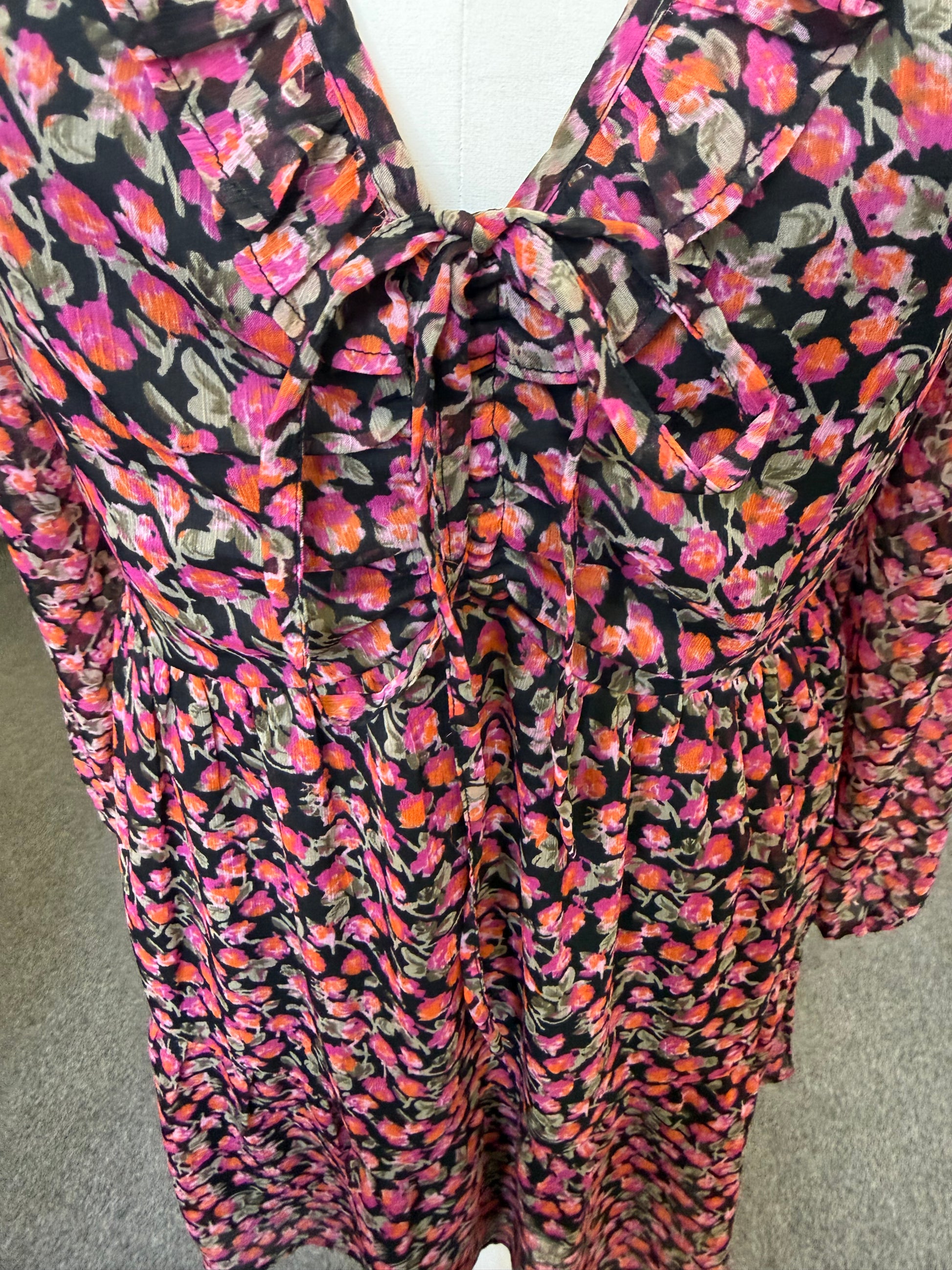 New Look floral long sleeved frill mini dress
