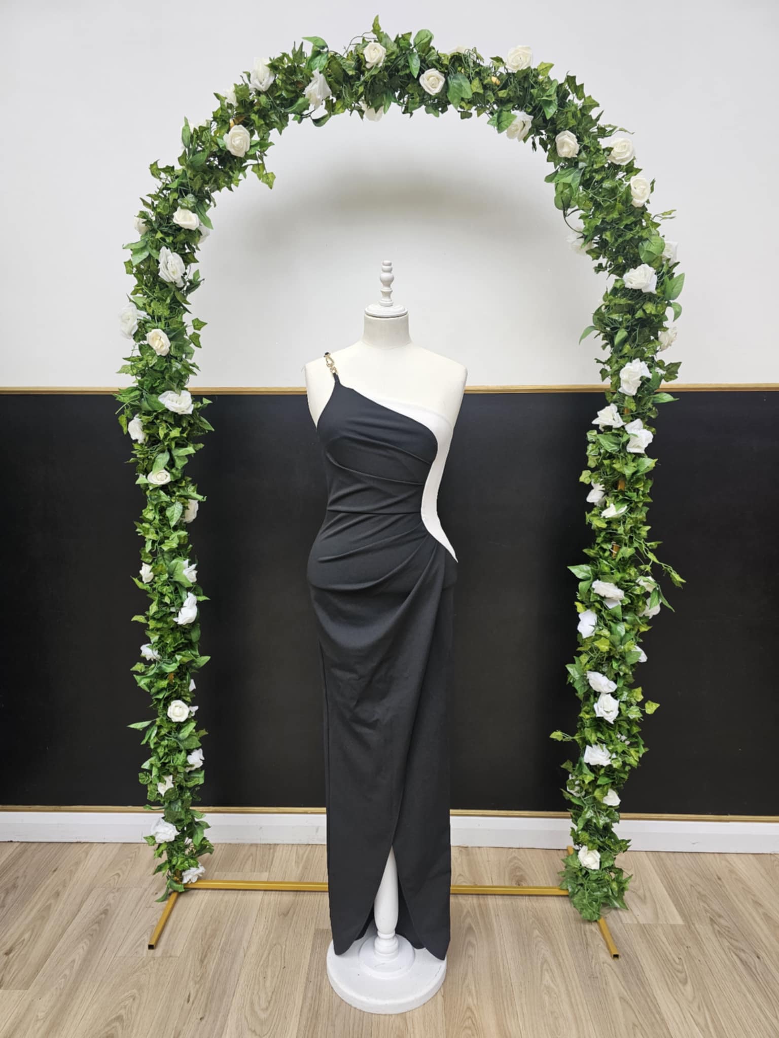 Lipsy one shoulder black and white fitted dress