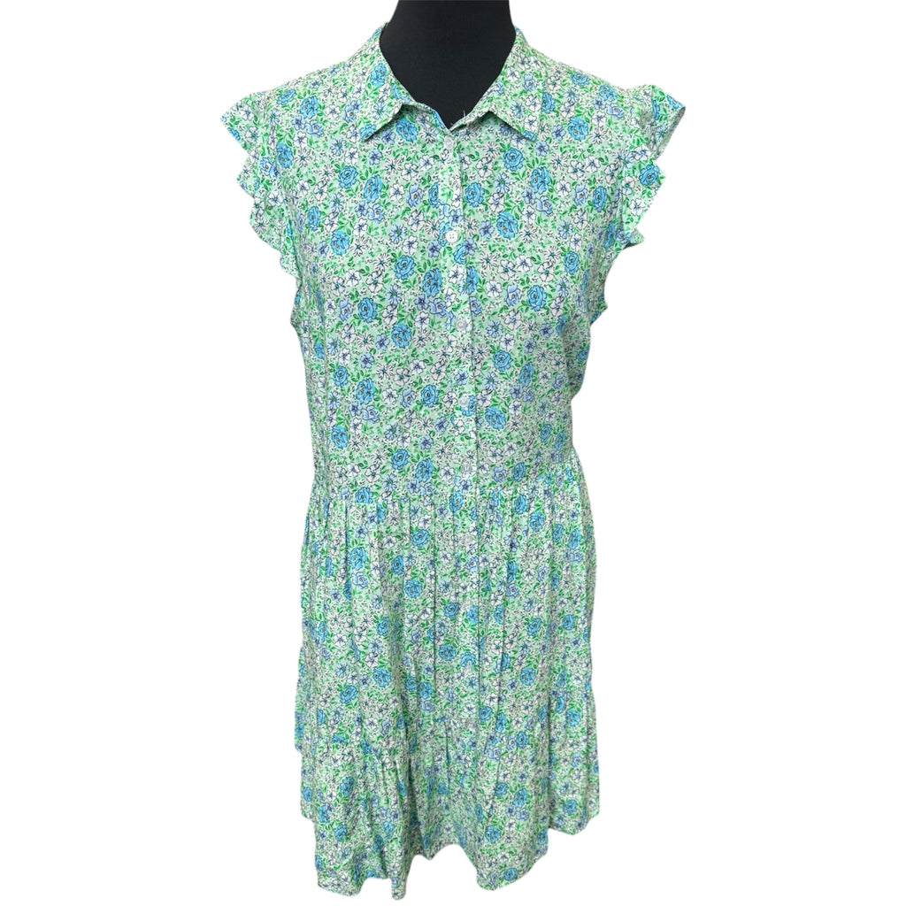 George sleeveless floral mini button dress