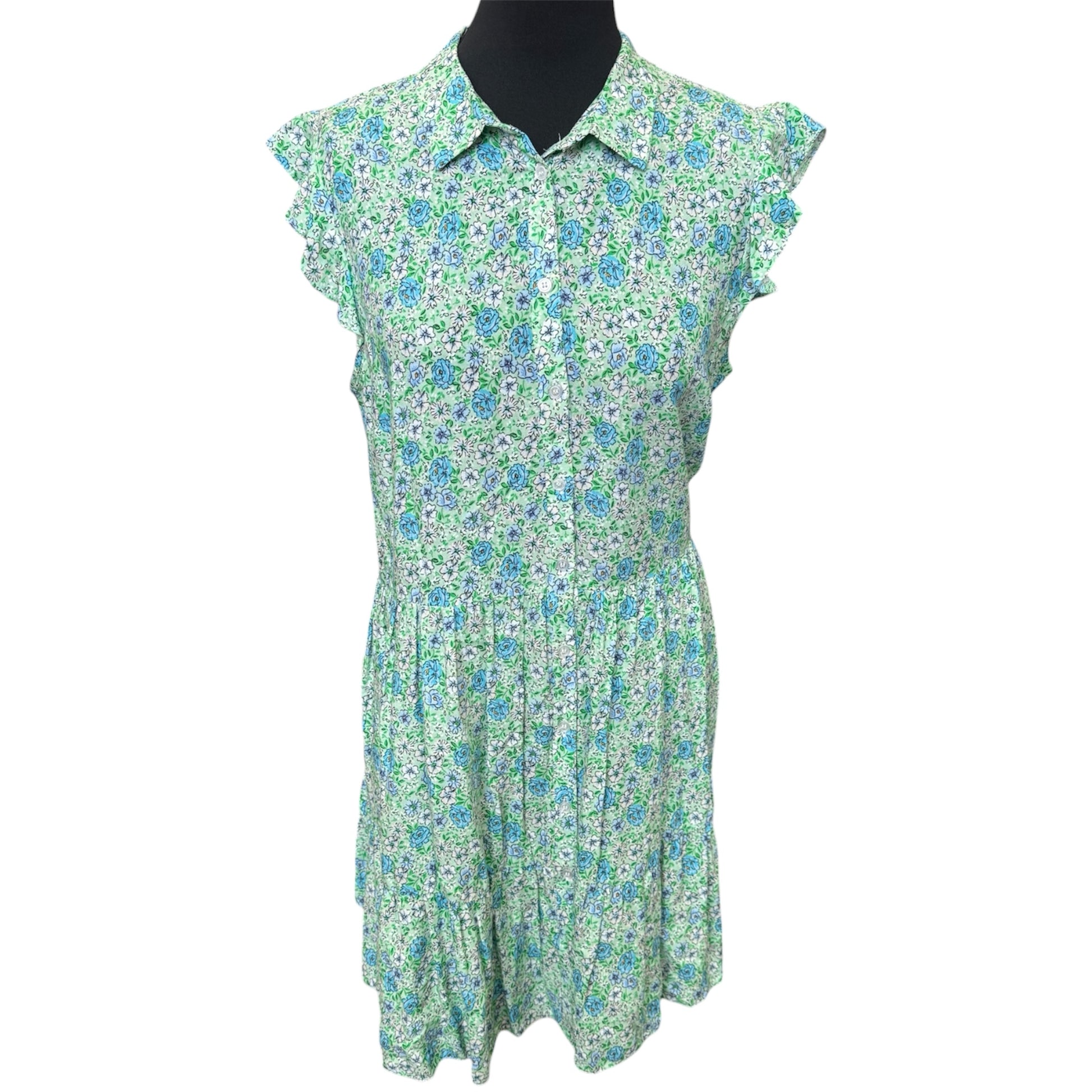 George sleeveless floral mini button dress