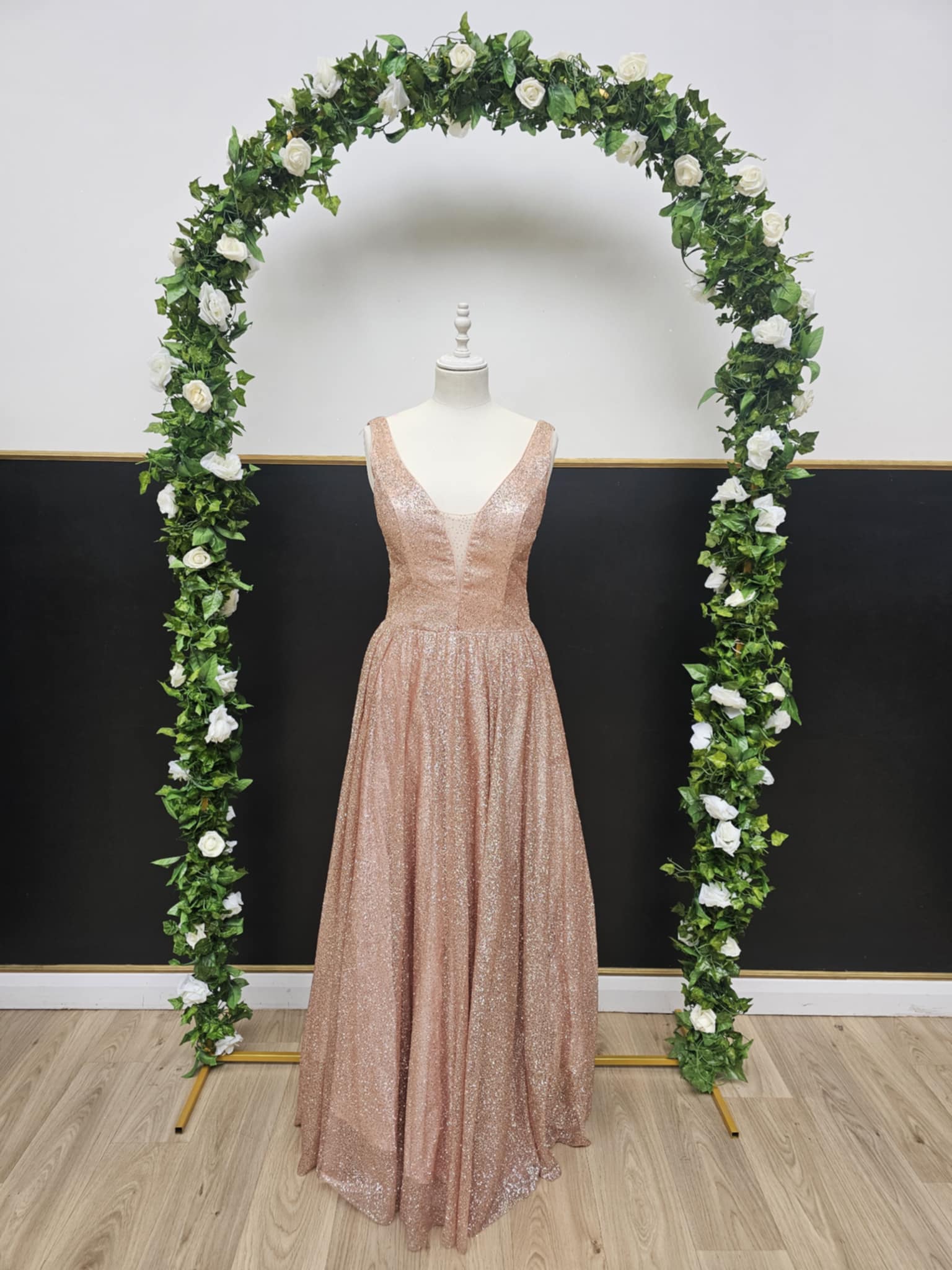 Rose Gold sparkle full skirt dress