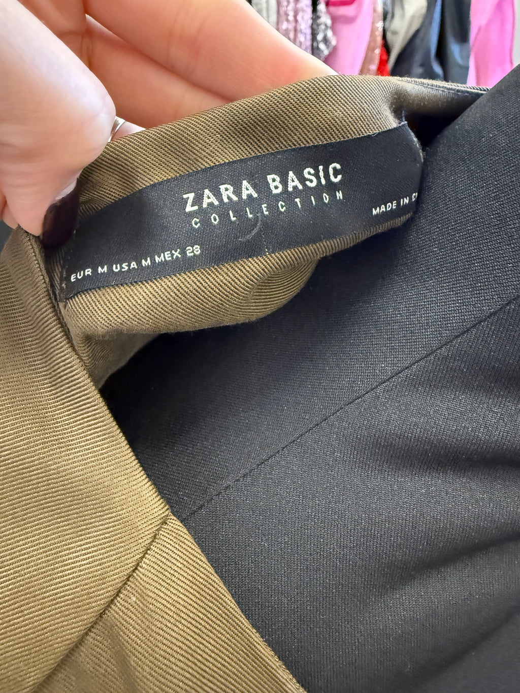 Zara khaki collarless lightweight jacket