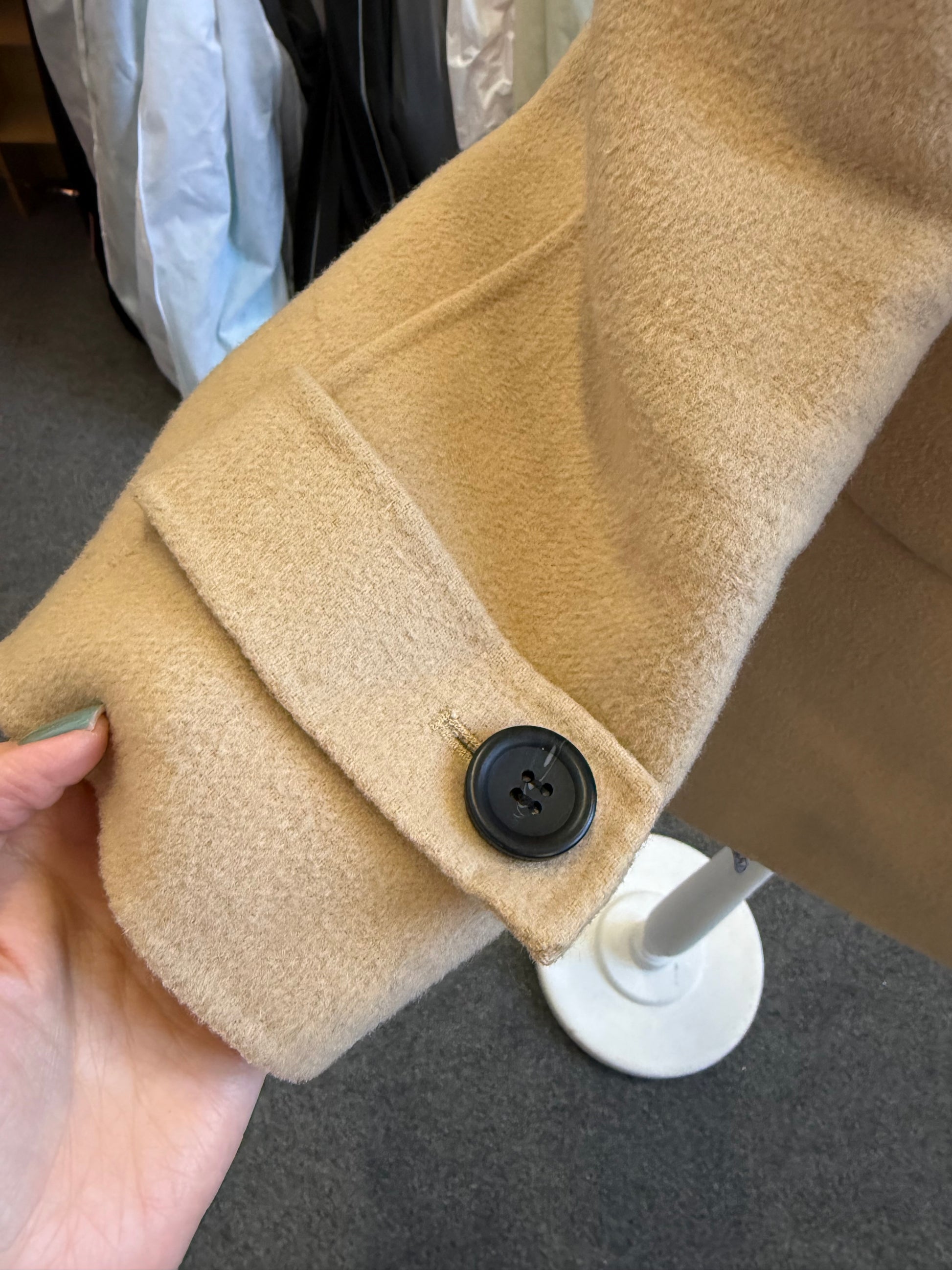 Zara camel collarless jacket