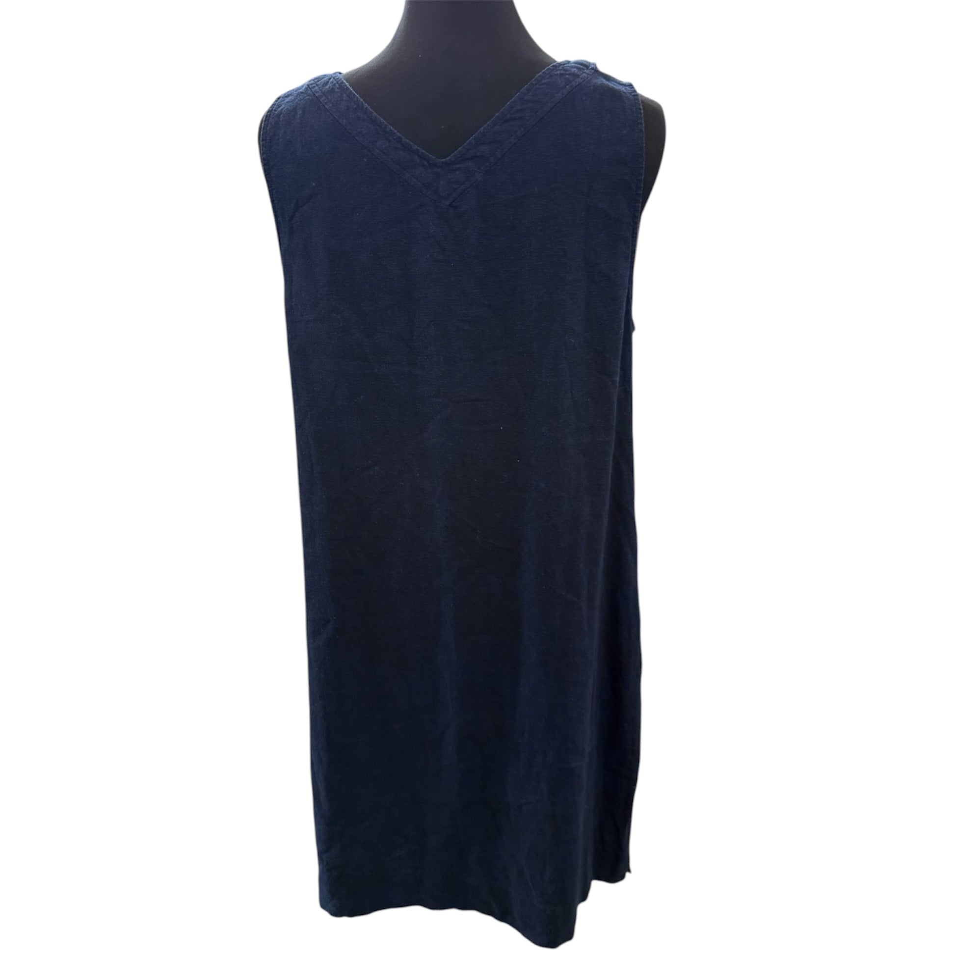 M&S navy sleeveless linen knee length dress
