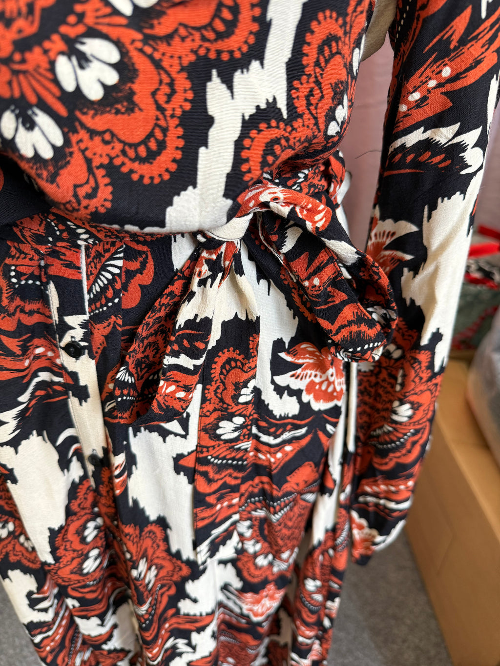 F&F paisley print long sleeved belted dress