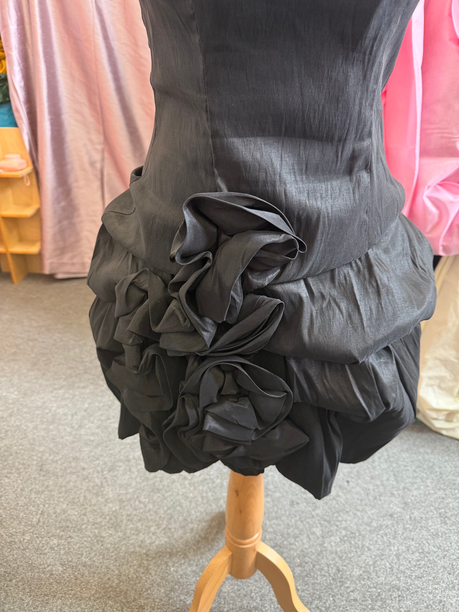 Hannah S strapless ruffle mini dress