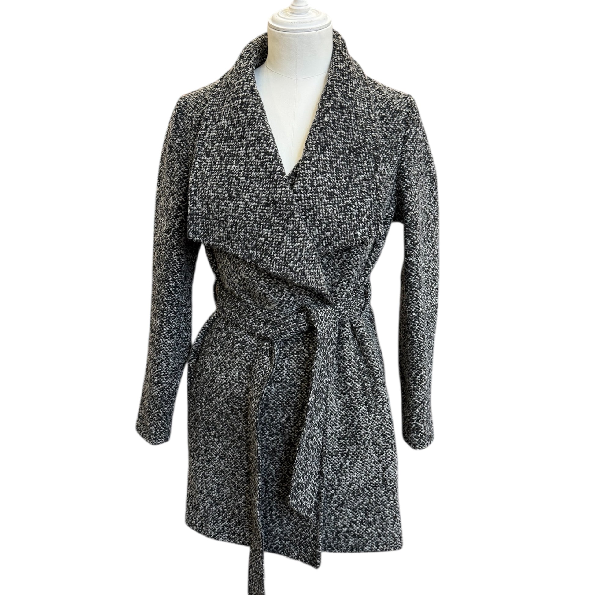 Next black and white collared belted coat