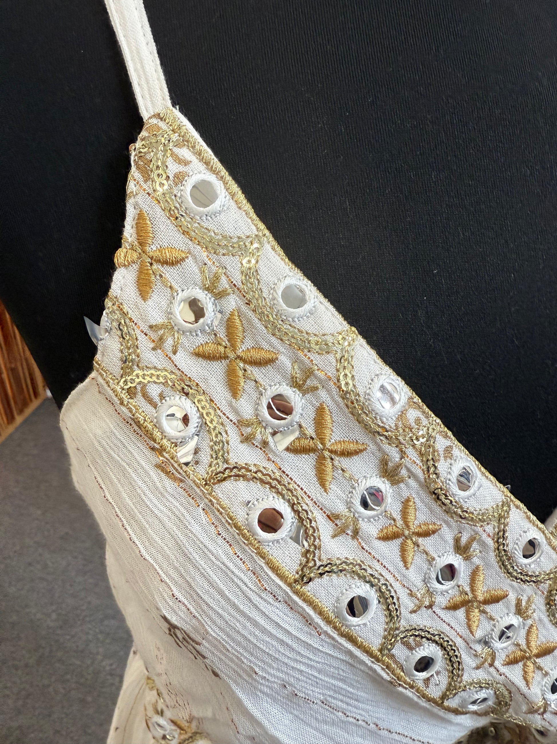 Embroidered mirror detail lined maxi dress