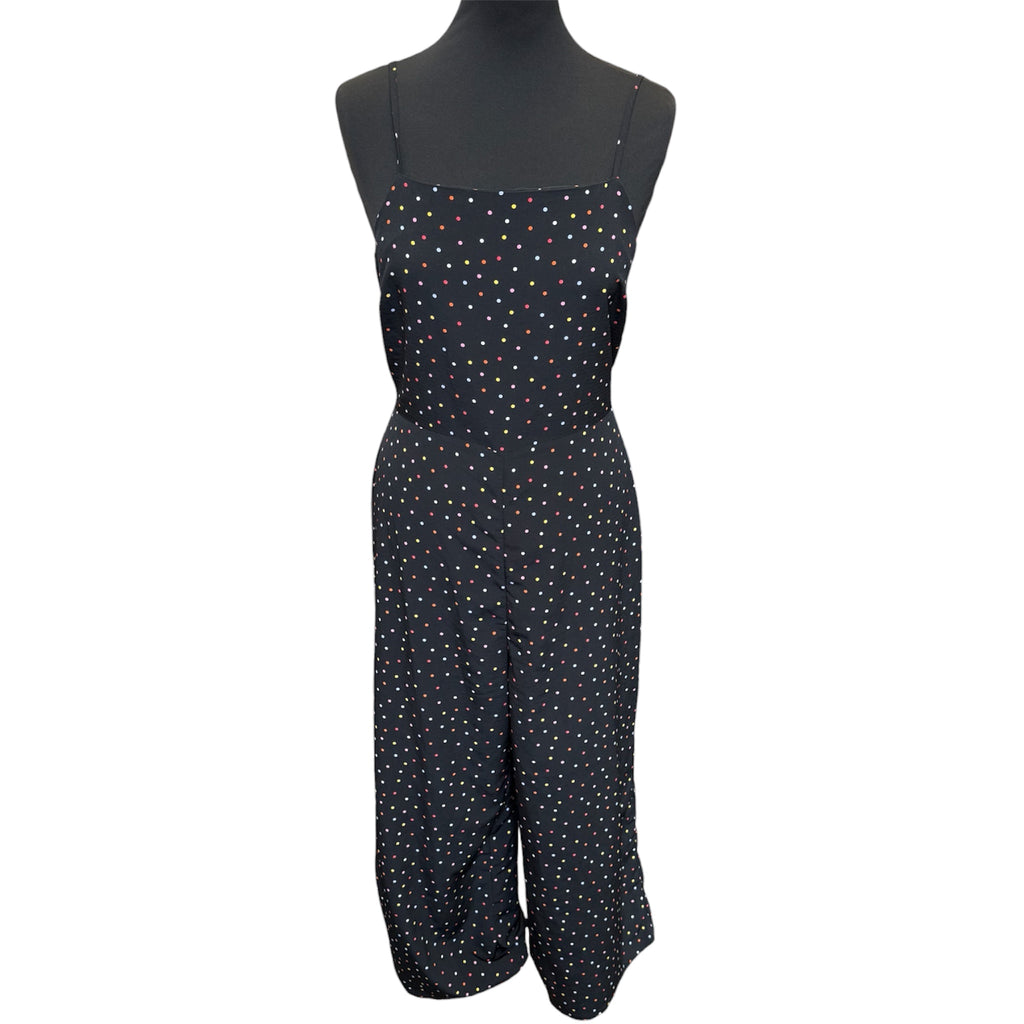 Topshop spot tie back wide leg crop jumpsuit