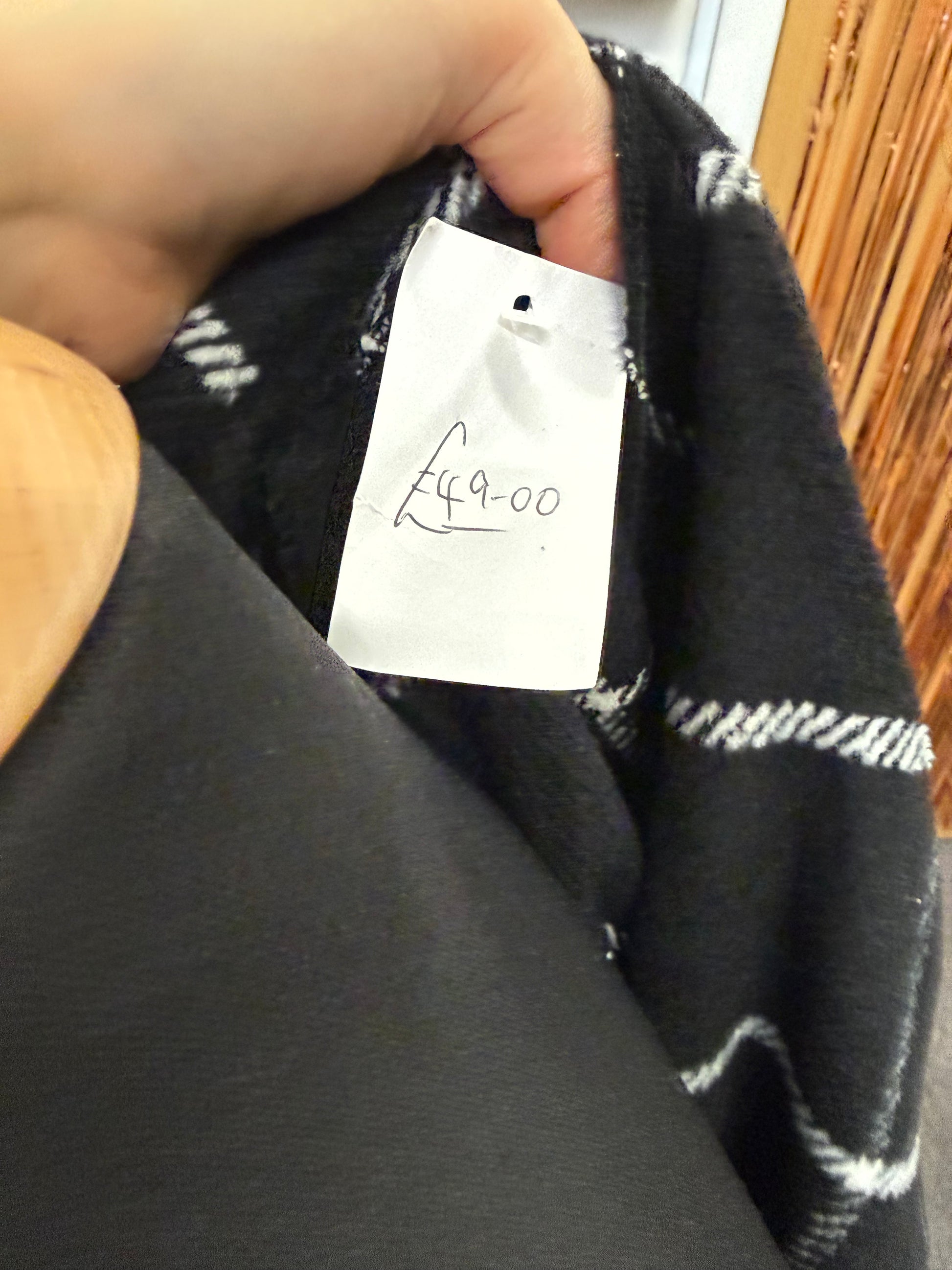 Black and white check lightweight coat