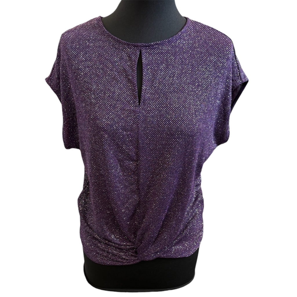 Oasis purple glitter knot detail short sleeved top