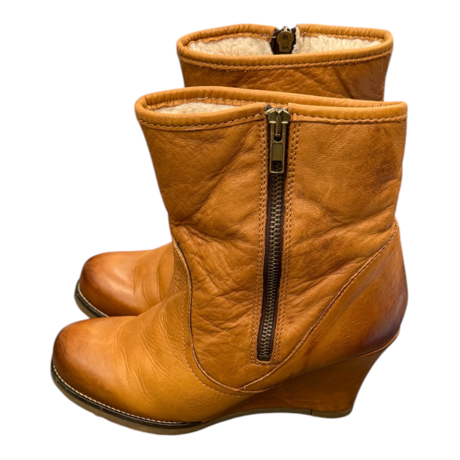 Dune faux fur lined wedge boots