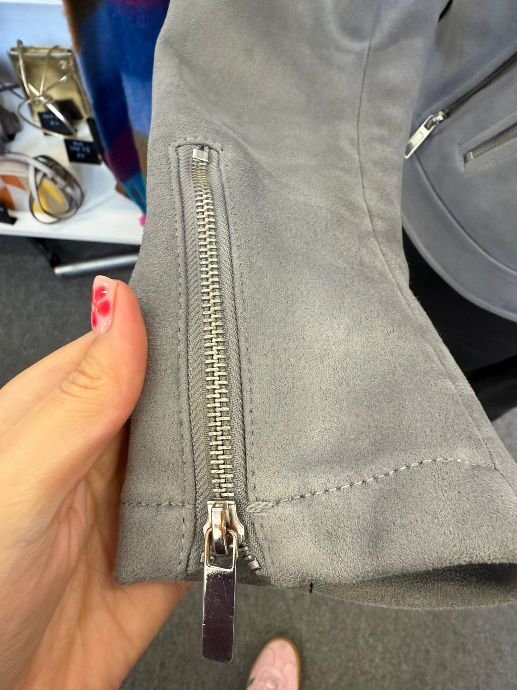 New Look grey suede look biker jacket