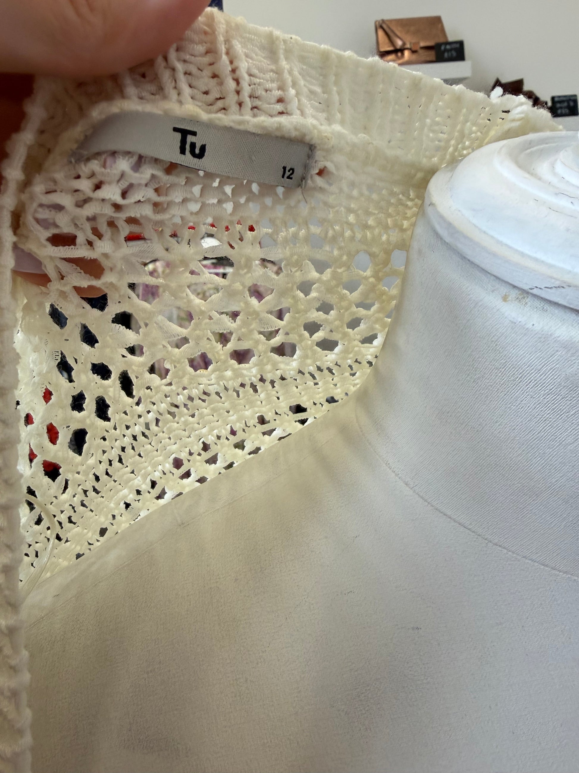 Cream crochet oversize cardigan