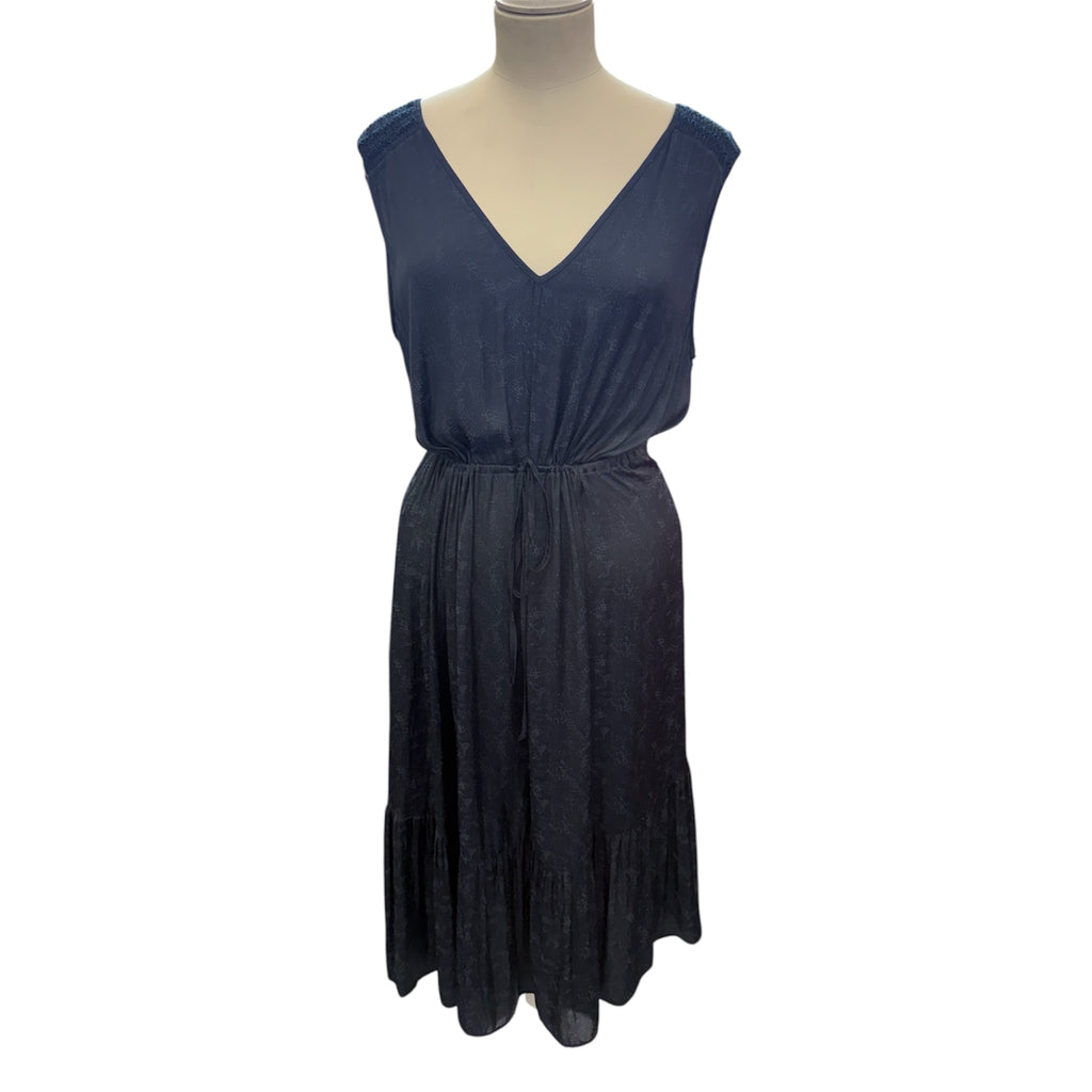 M&S navy sleeveless tie middle midi dress