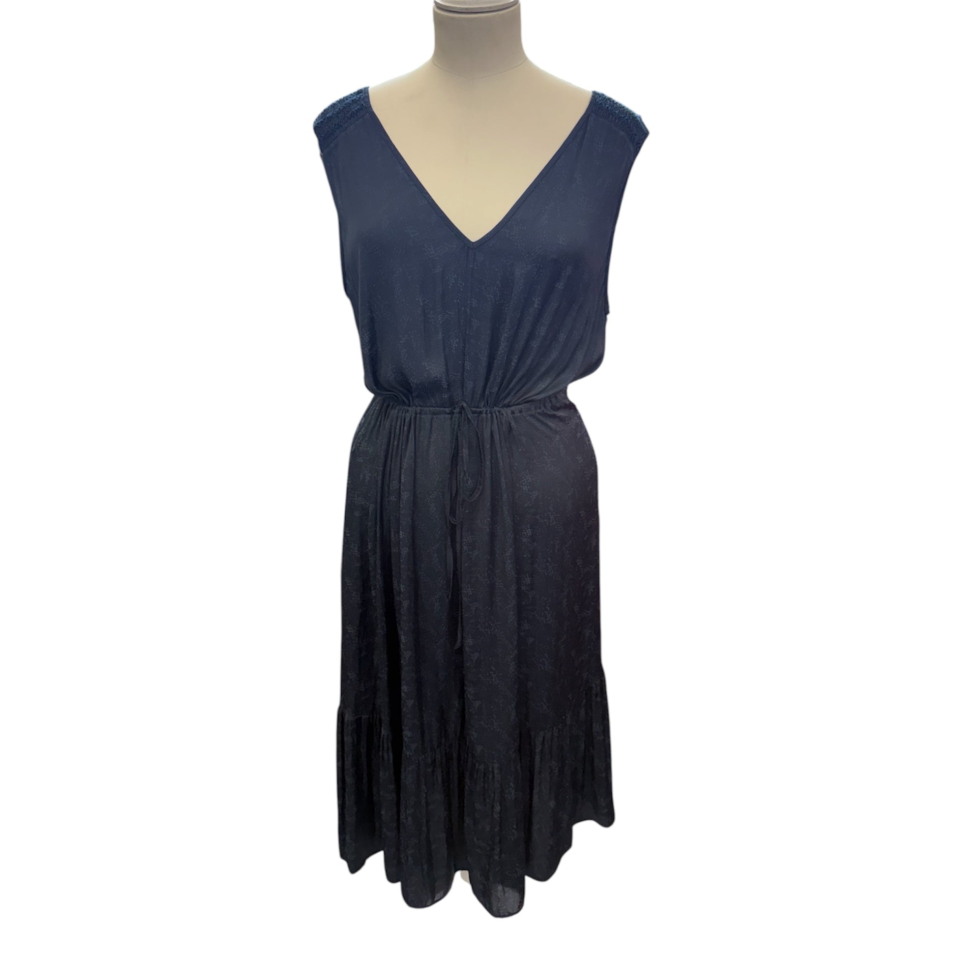 M&S navy sleeveless tie middle midi dress