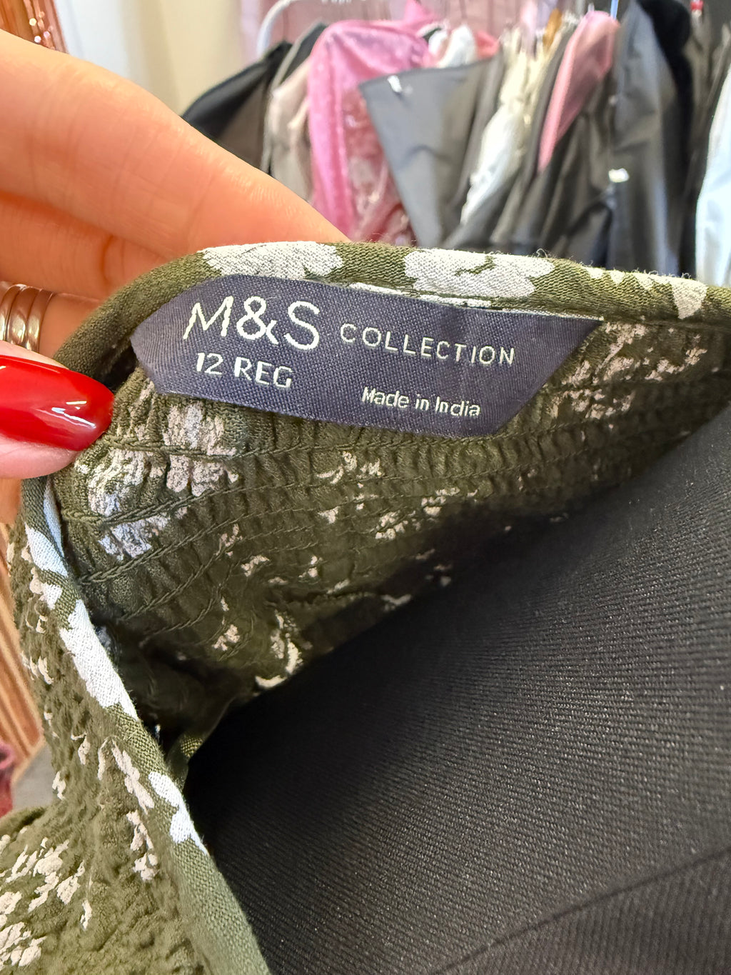 M&S Green floral maxi long sleeved dress with pockets
