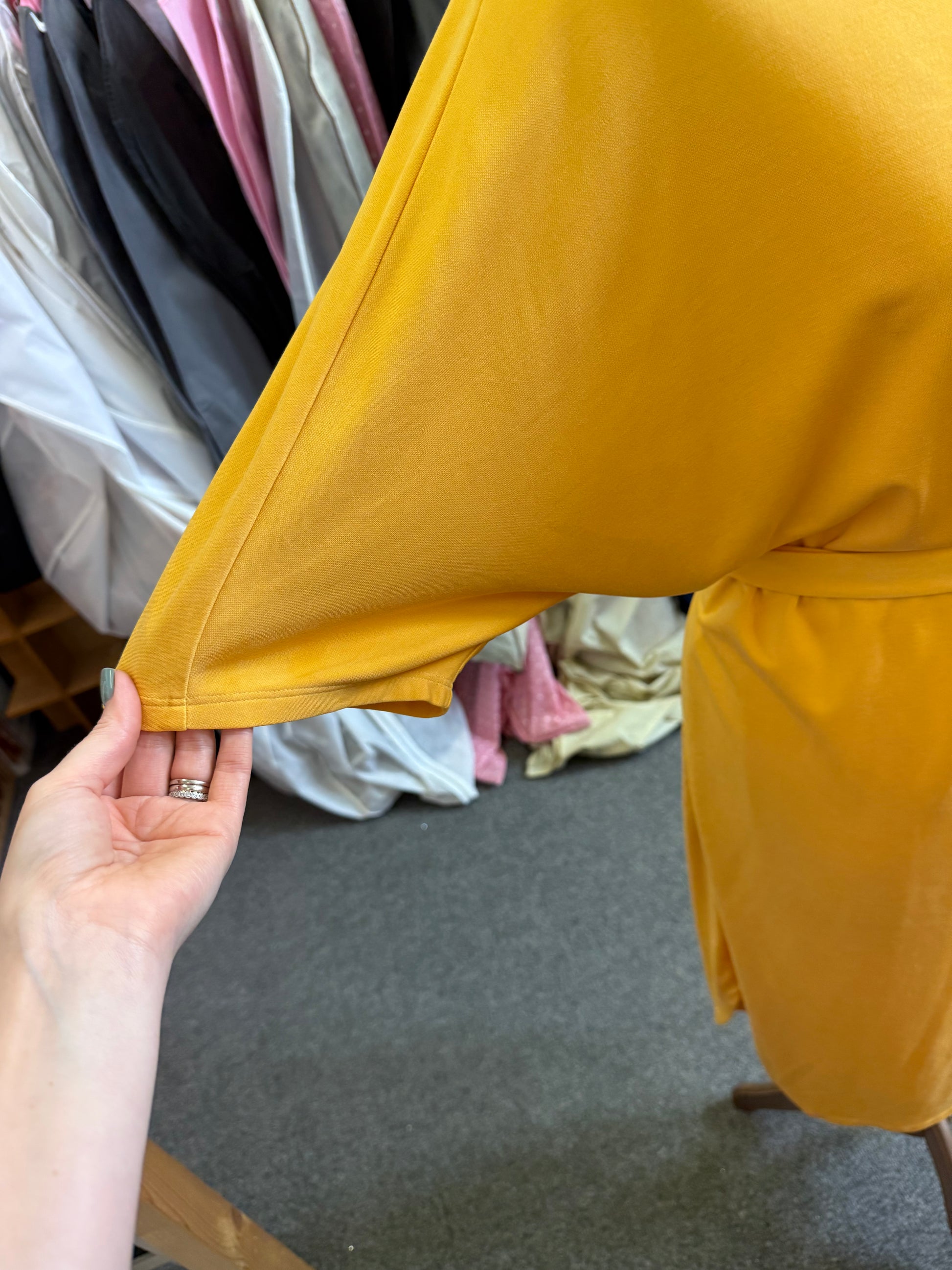 Monki yellow batwing sleeve belted dress