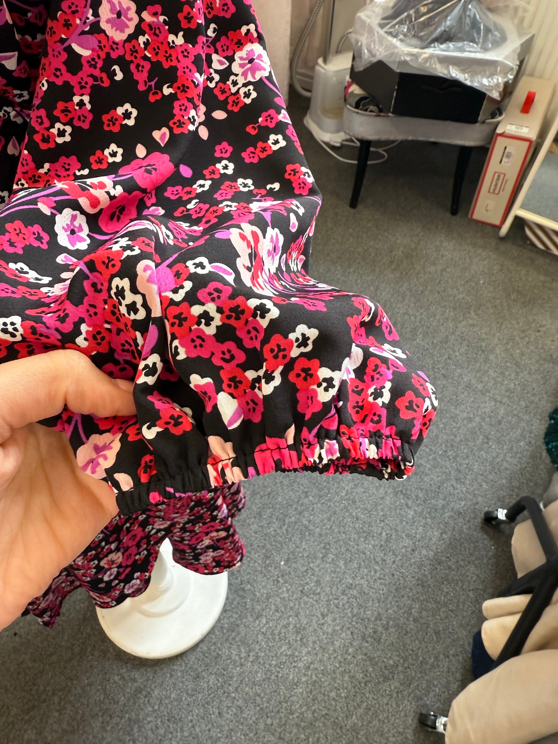 Floral long sleeved wrap midi dress