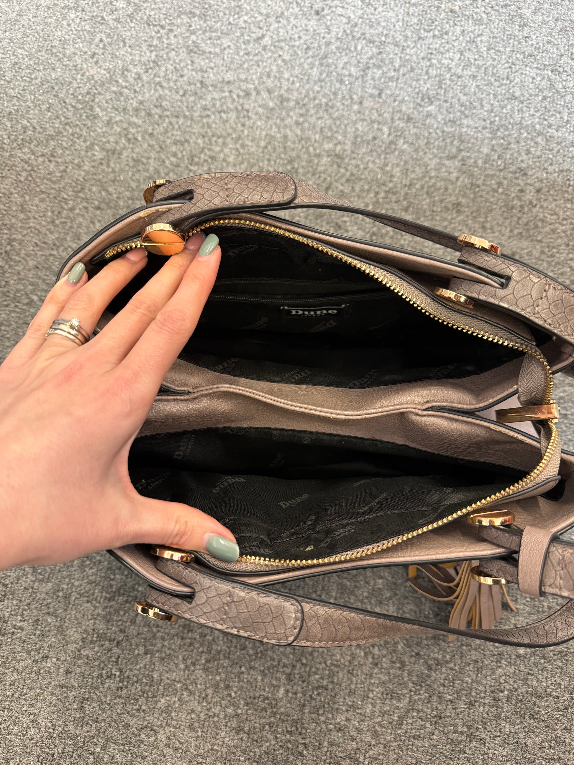 Dune snakeskin handbag